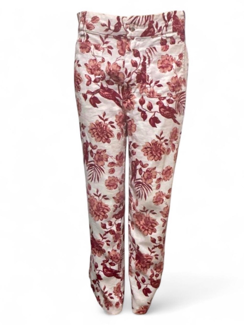 Rachel Zoe 100% Linen Floral Bird Print Pants - Size 6